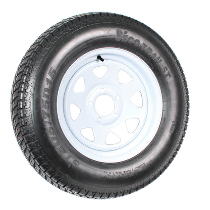 Trailer Tire Rim ST205/75D15 SPECIAL BOLT PATTERN 5 LUG ON 4.75 IN. White Spoke