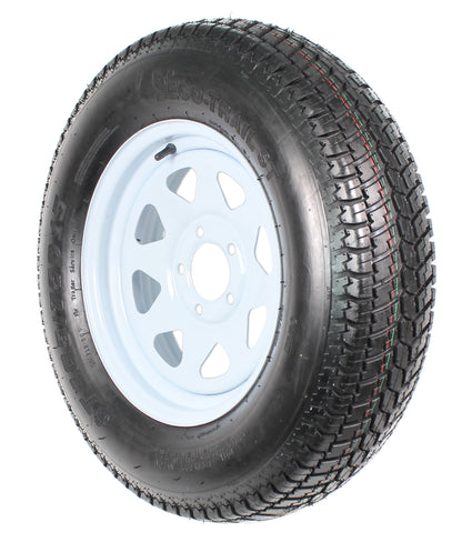 Trailer Tire Rim ST205/75D15 SPECIAL BOLT PATTERN 5 LUG ON 4.75 IN. White Spoke