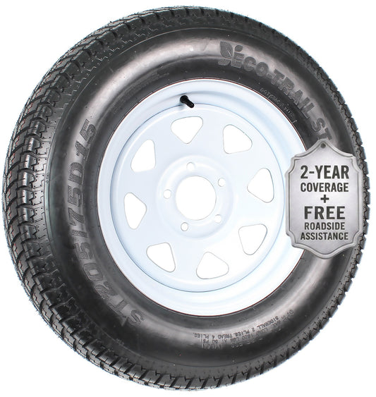 Trailer Tire Rim ST205/75D15 F78-15 205/75 15 Inch LRC 5 Lug White Spoke Wheel