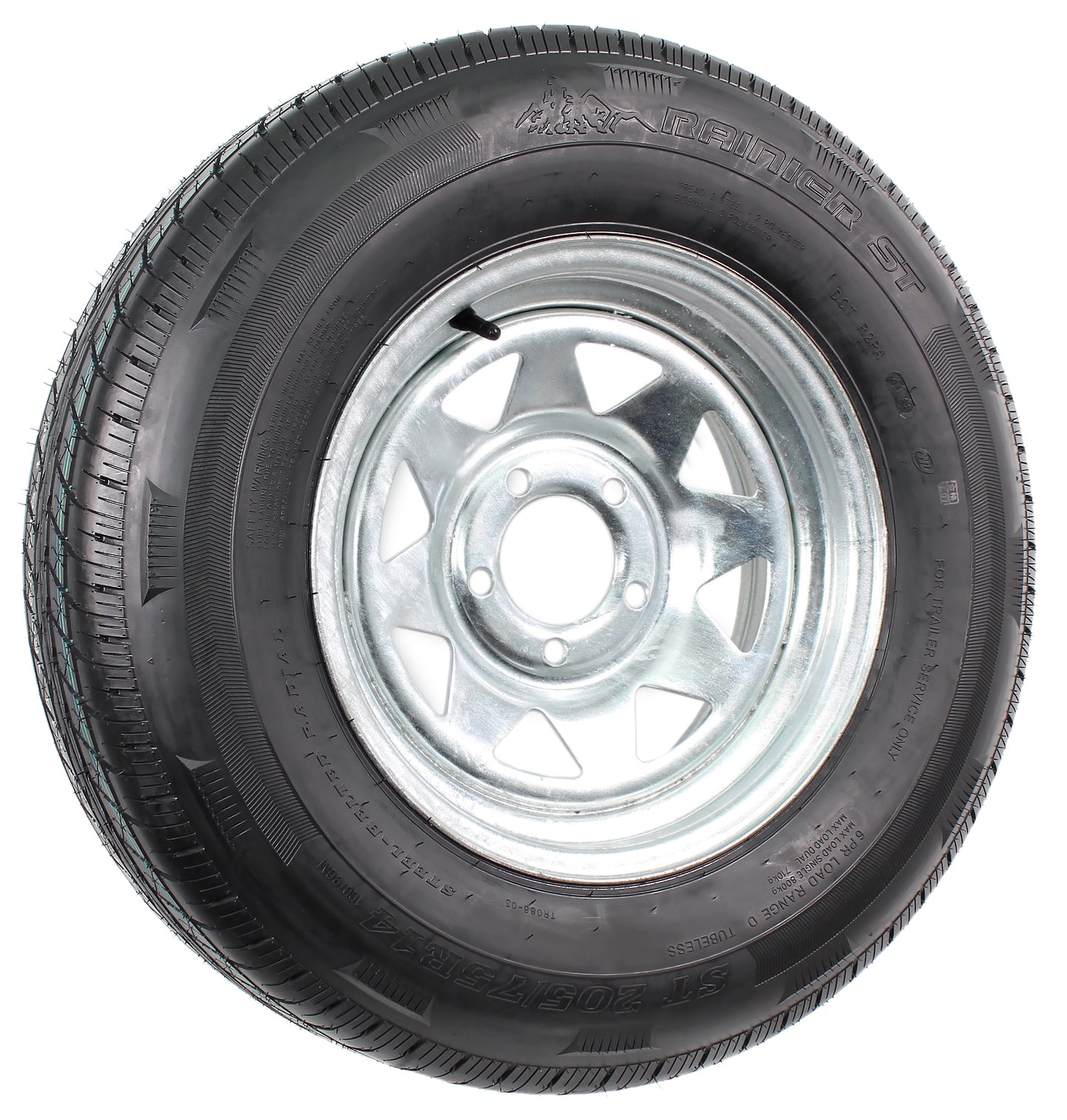 Radial Trailer Tire On Rim ST205/75R14 LRD 14" 5 Lug Spoke Galvanized Wheel