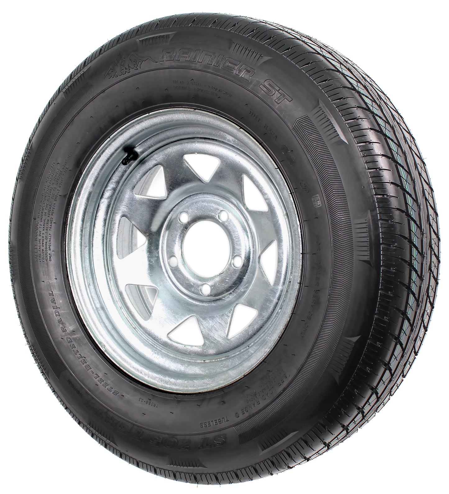 Radial Trailer Tire On Rim ST205/75R14 LRD 14" 5 Lug Spoke Galvanized Wheel