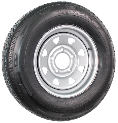 Radial Trailer Tire On Silver Rim ST205/75R14 LRC 5 Lug On 4.5 Spoke Wheel