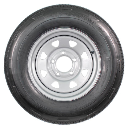 Radial Trailer Tire On Silver Rim ST205/75R14 LRC 5 Lug On 4.5 Spoke Wheel