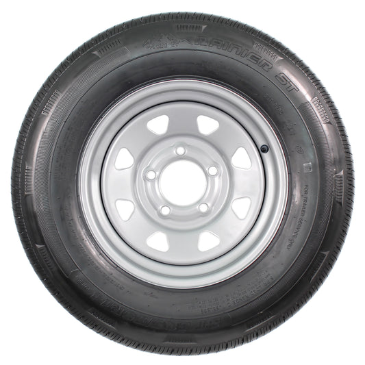 Radial Trailer Tire On Silver Rim ST205/75R14 LRC 5 Lug On 4.5 Spoke Wheel