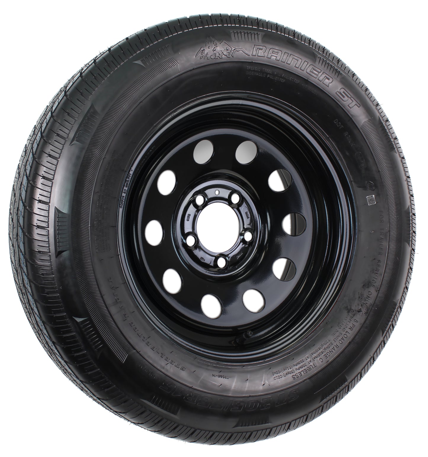 eCustomrim Radial Trailer Tire On Rim ST205/75R15 LRC 5 Lug Modular Black Wheel