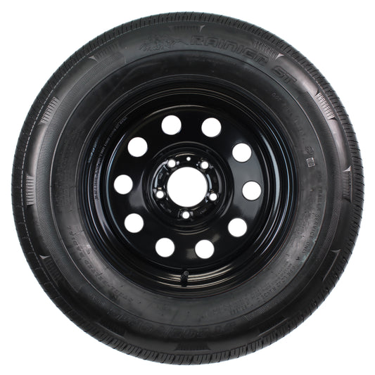 eCustomrim Radial Trailer Tire On Rim ST205/75R15 LRC 5 Lug Modular Black Wheel
