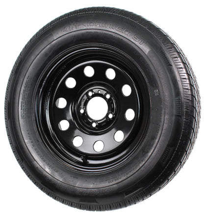 eCustomrim Radial Trailer Tire On Rim ST205/75R15 LRC 5 Lug Modular Black Wheel