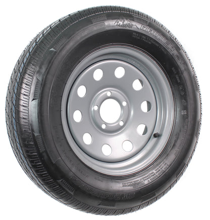 Radial Trailer Tire On Rim ST205/75R15 205/75-15 LRC 5 Lug Wheel Silver Modular