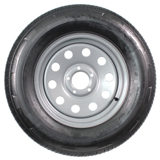 Radial Trailer Tire On Rim ST205/75R15 205/75-15 LRC 5 Lug Wheel Silver Modular