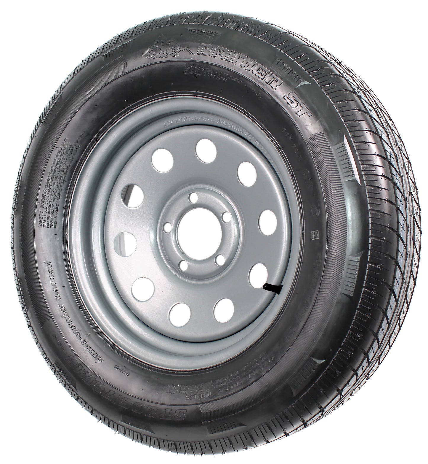 Radial Trailer Tire On Rim ST205/75R15 205/75-15 LRC 5 Lug Wheel Silver Modular