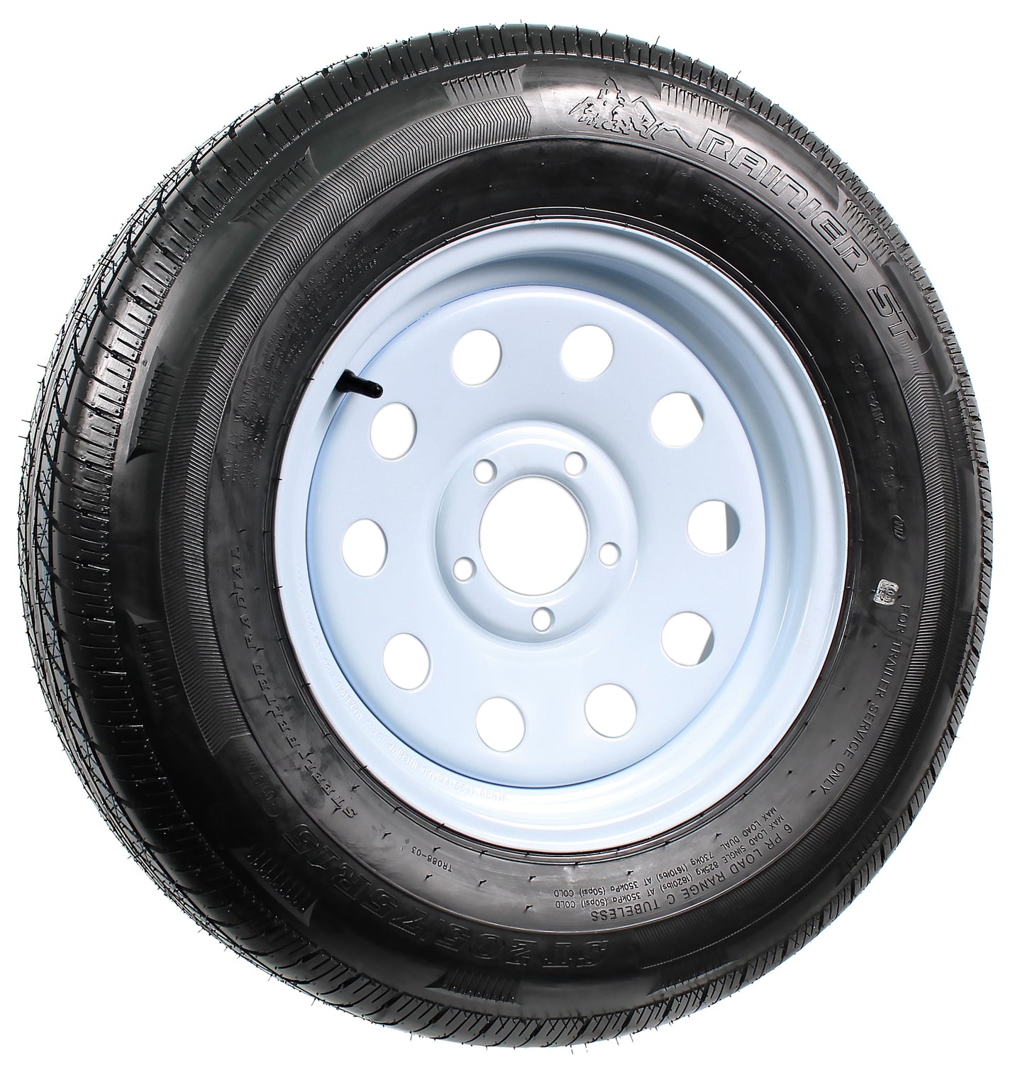 Radial Trailer Tire On Rim ST205/75R15 205/75-15 LRC 5 Lug White Modular Wheel