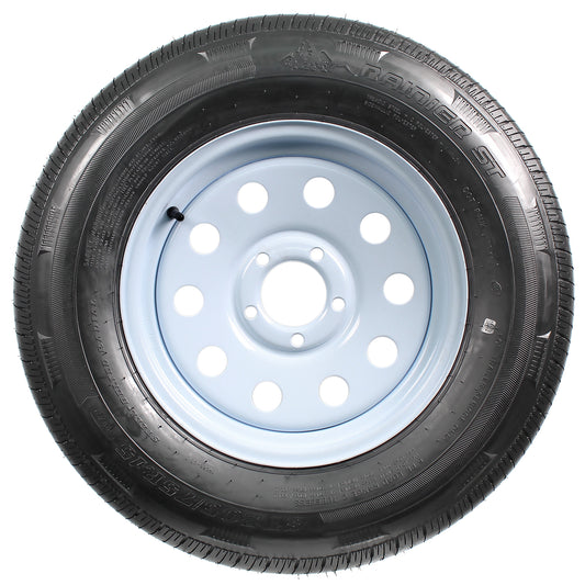 Radial Trailer Tire On Rim ST205/75R15 205/75-15 15 5 Lug Wheel White Modular