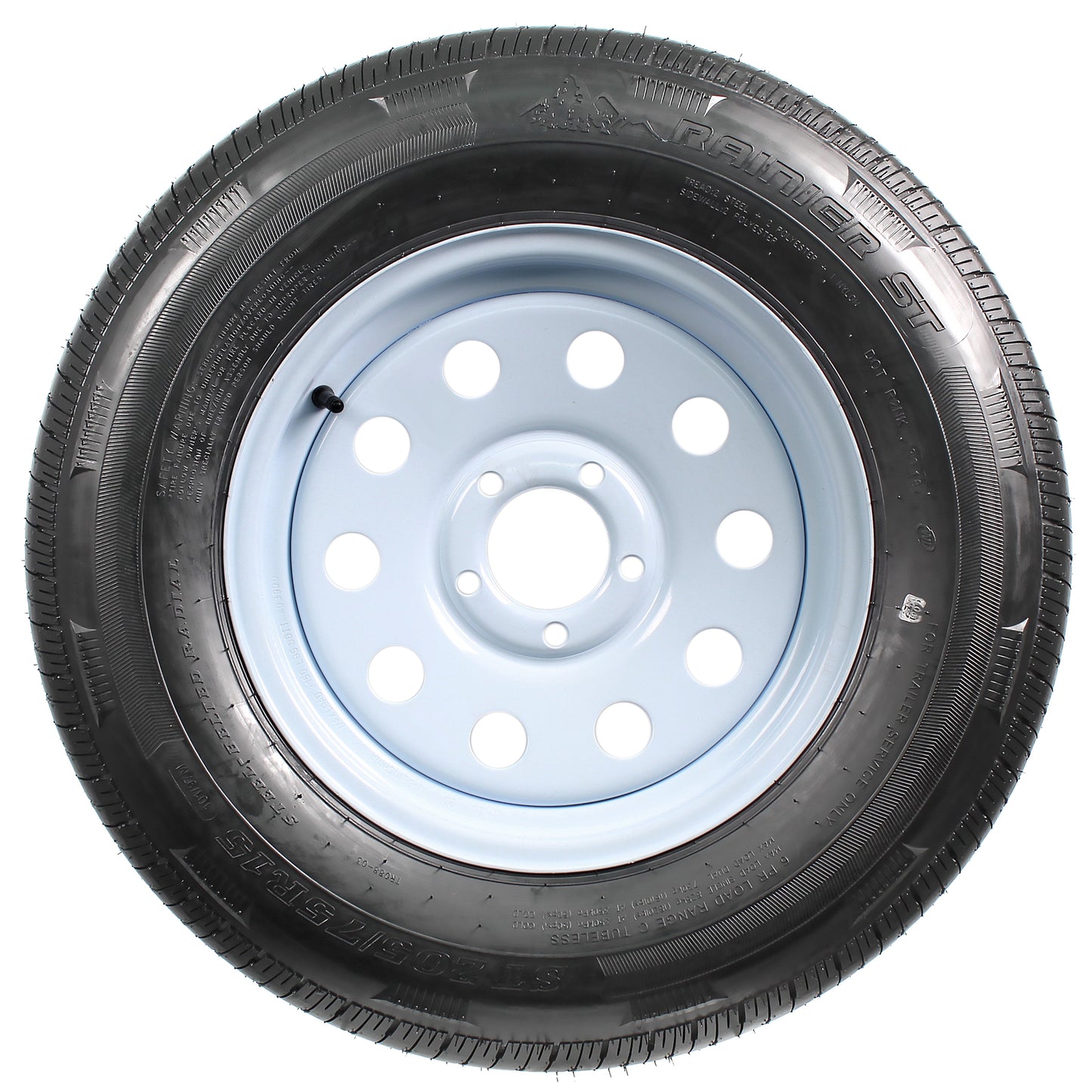Radial Trailer Tire On Rim ST205/75R15 205/75-15 LRC 5 Lug White Modular Wheel