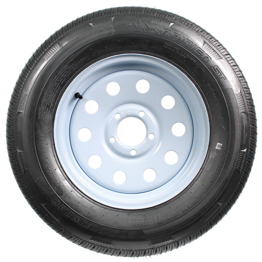 Radial Trailer Tire On Rim ST205/75R15 205/75-15 LRC 5 Lug White Modular Wheel