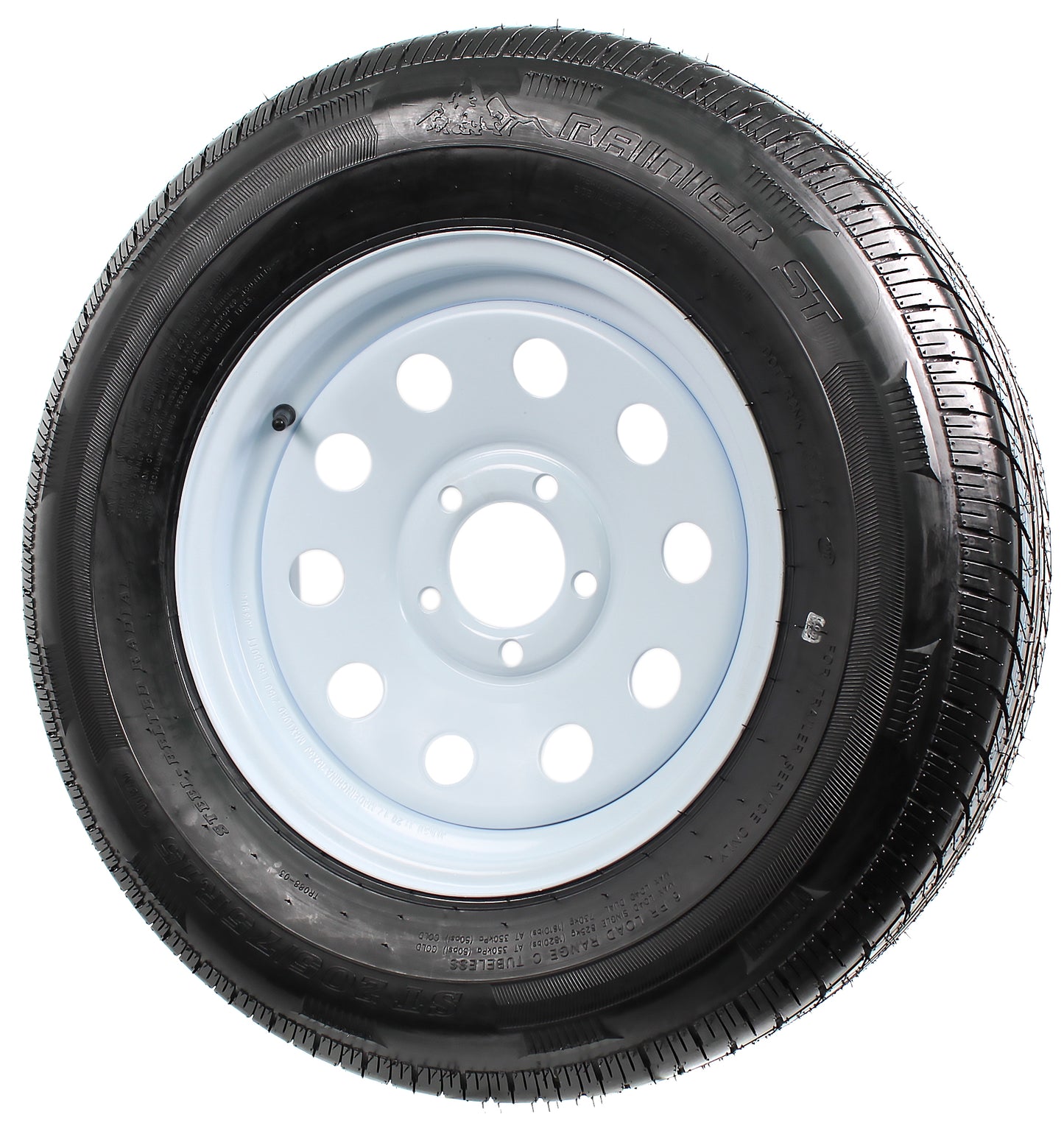 Radial Trailer Tire On Rim ST205/75R15 205/75-15 LRC 5 Lug White Modular Wheel