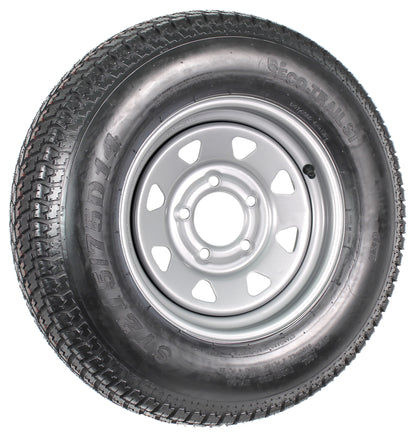 Mounted Trailer Tire On Rim ST215/75D14 LRC 14X5.5 5-4.5 Silver Spoke Wheel