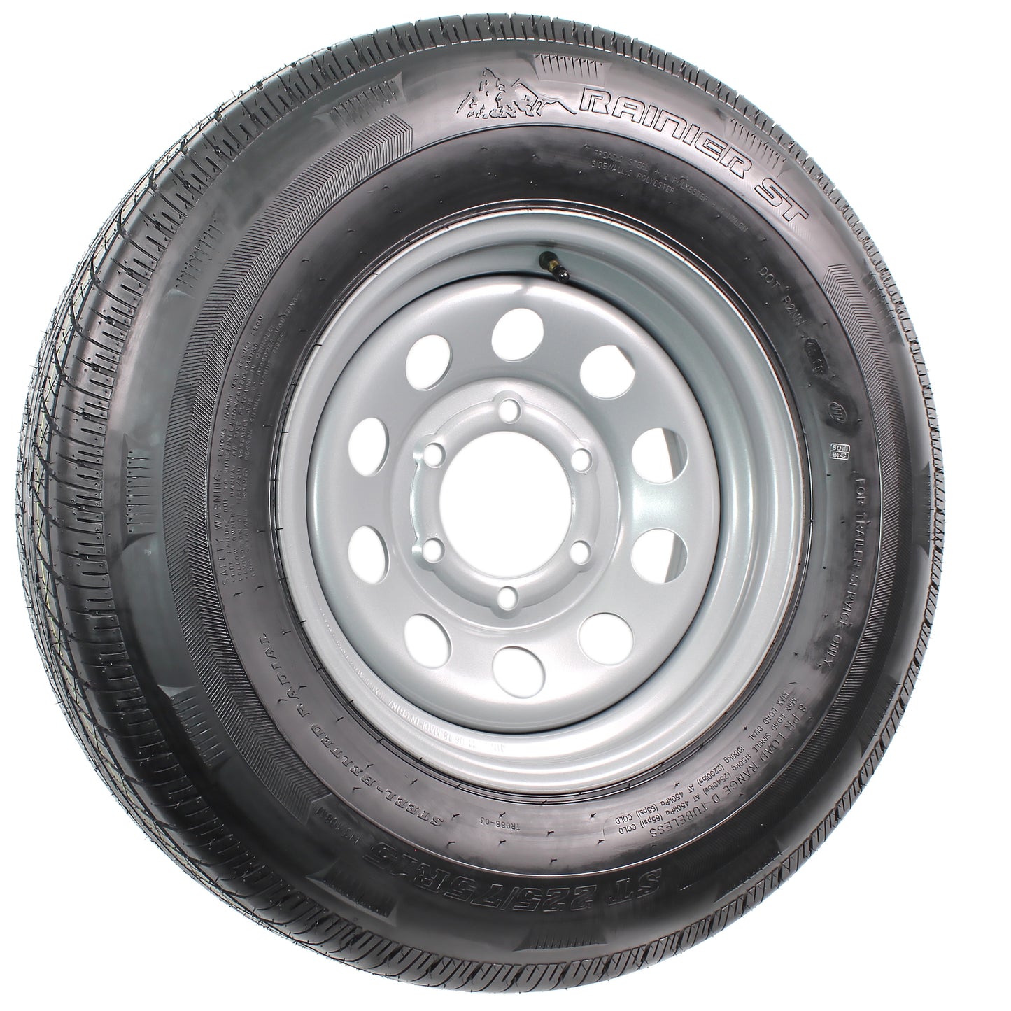 Radial Trailer Tire Rim ST225/75R15 225/75-15 15 LRD 6 Lug Silver Modular Wheel