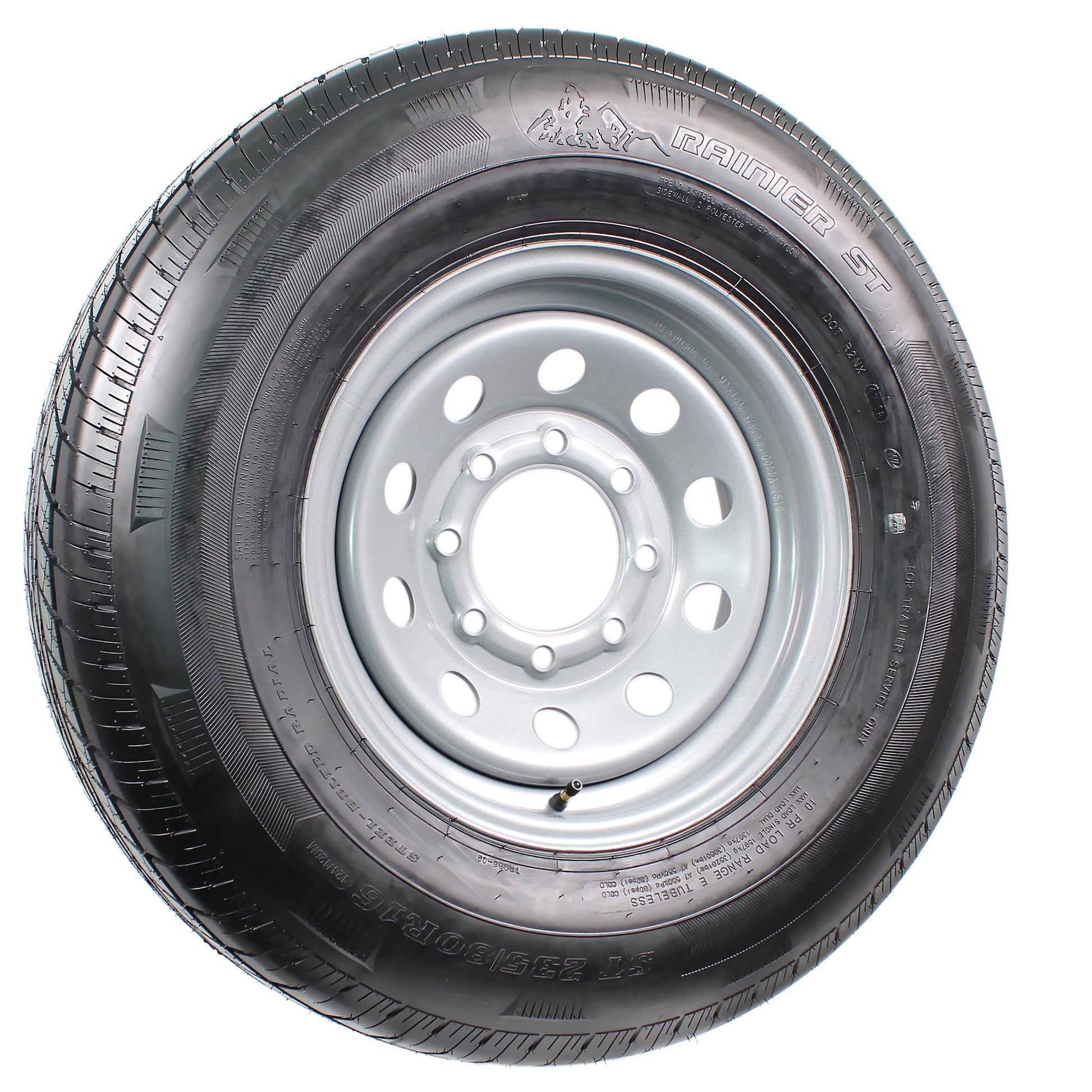 Radial Trailer Tire Rim ST235/80R16 Load Range E 8 Lug 16" Silver Modular Wheel