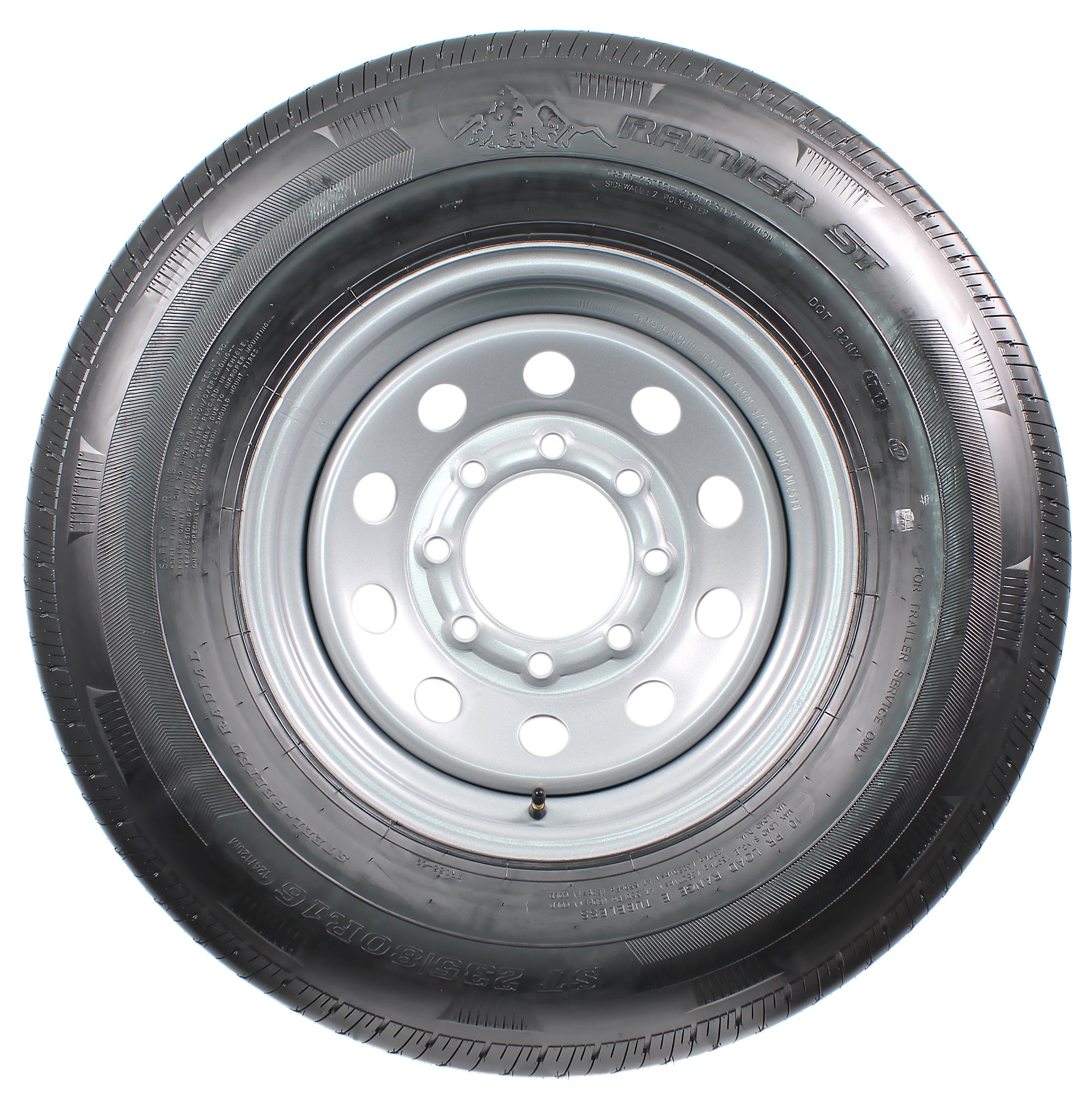 Radial Trailer Tire Rim ST235/80R16 Load Range E 8 Lug 16" Silver Modular Wheel