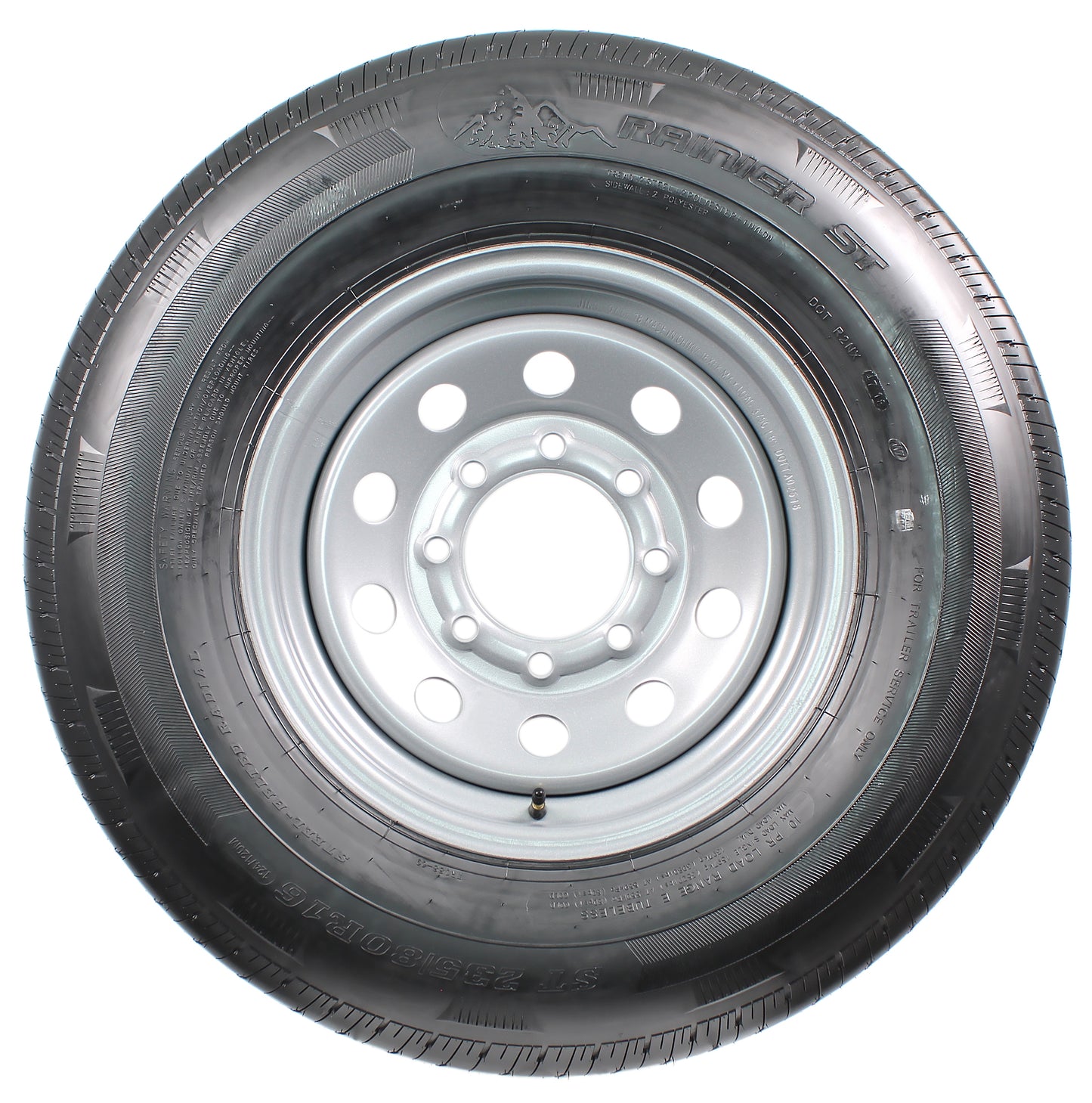 Radial Trailer Tire ST235/80R16 Load Range E 8 Lug 16" Silver Modular Wheel Rim
