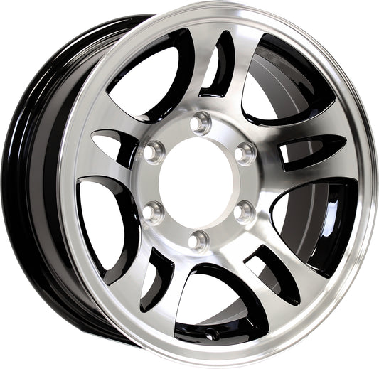 Aluminum Trailer Wheel 15X6 15 X 6 6 Lug 5.5 Center T03 Black Rim