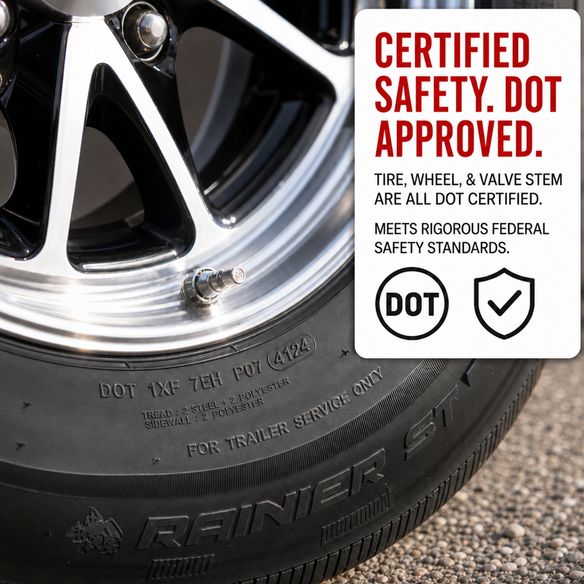 2-Pack Radial Trailer Tire ST205/75R14 Load D 14 In 5 Lug T07 Black Aluminum Rim
