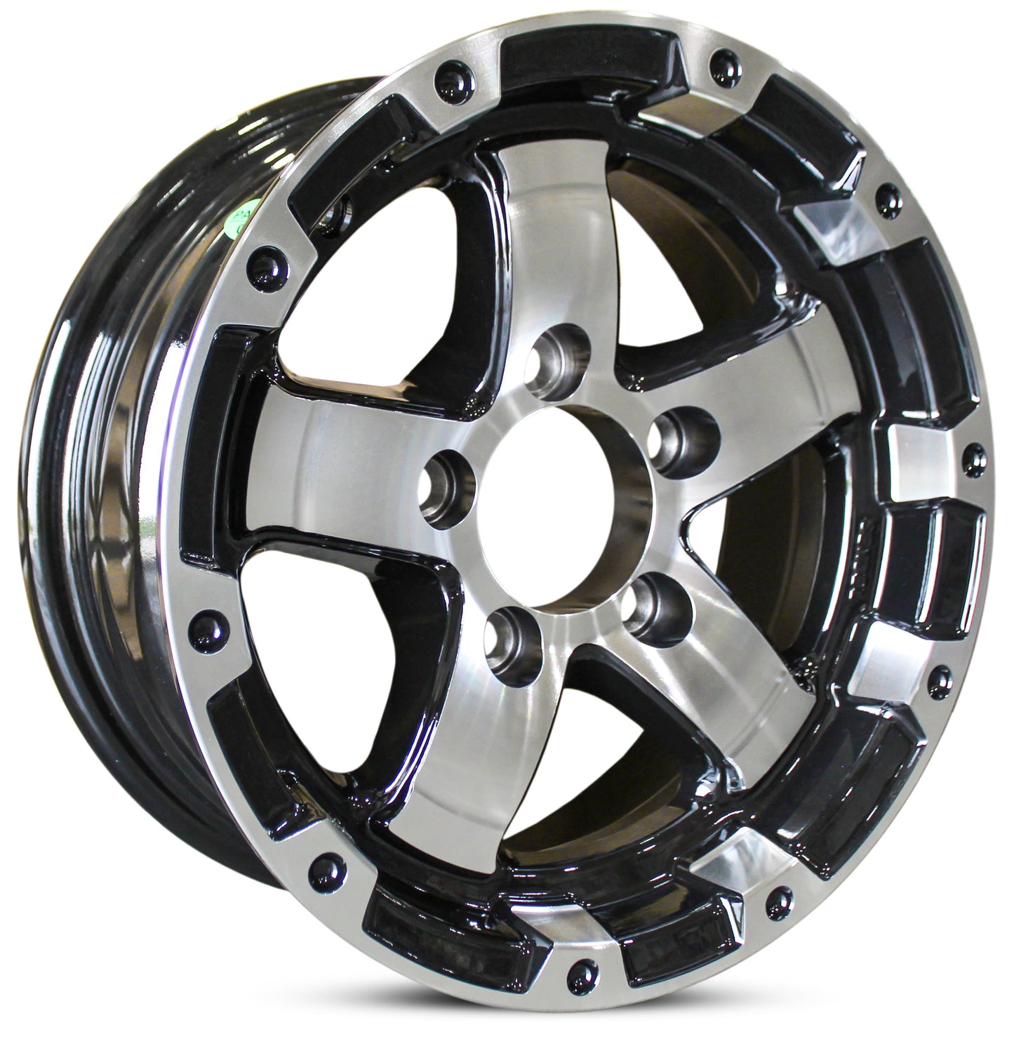eCustomrim Aluminum Trailer Rim Wheel 13" 13x5 5 Lug Brushed Silver and Black