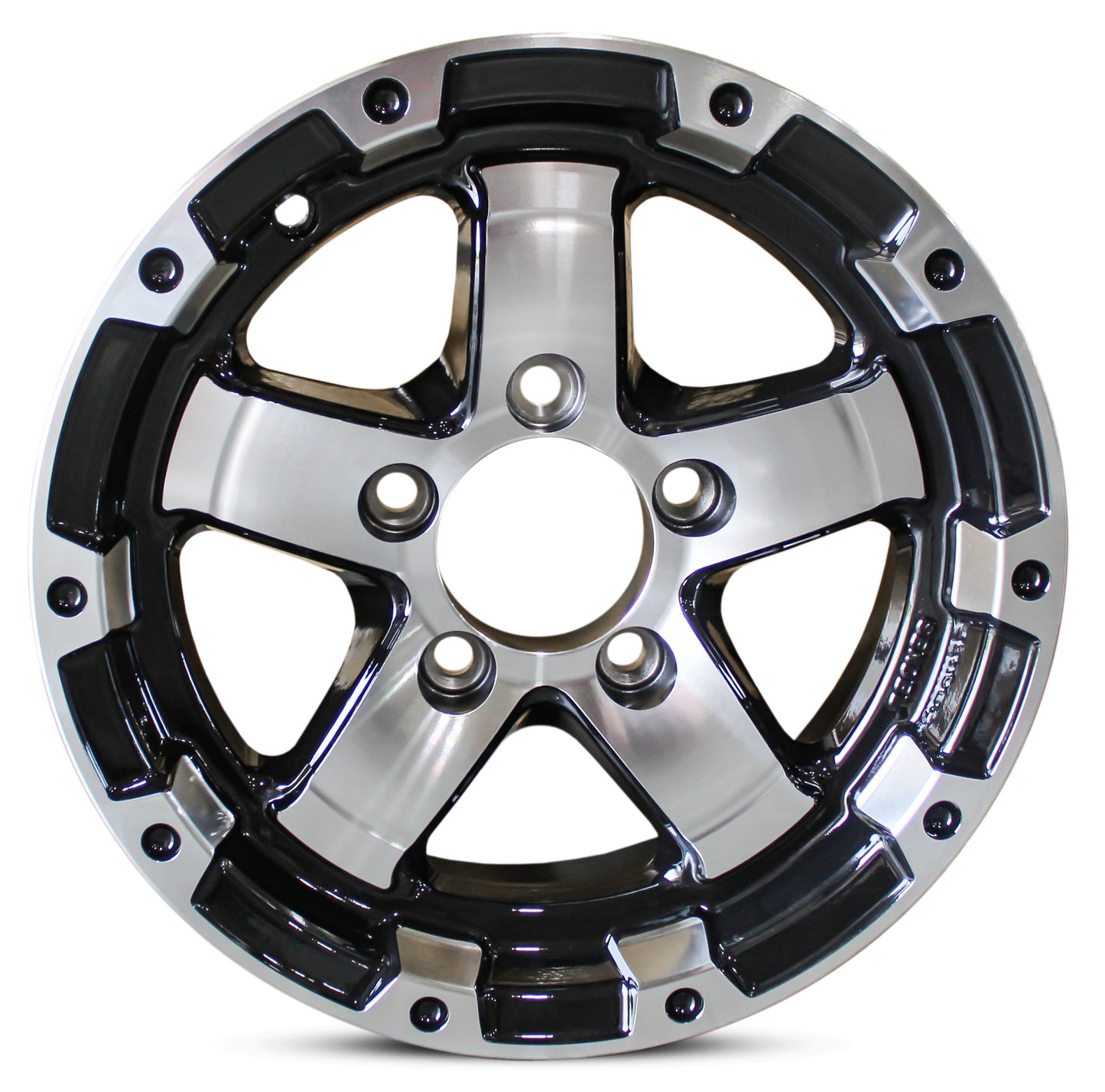 eCustomrim Aluminum Trailer Rim Wheel 13" 13x5 5 Lug Brushed Silver and Black