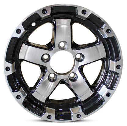 eCustomrim Aluminum Trailer Rim Wheel 13" 13x5 5 Lug Brushed Silver and Black