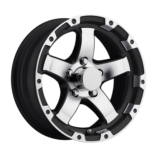 Aluminum Trailer Rim Wheel 13 in. 13x5 5 Lug Hole Brushed Silver and Black