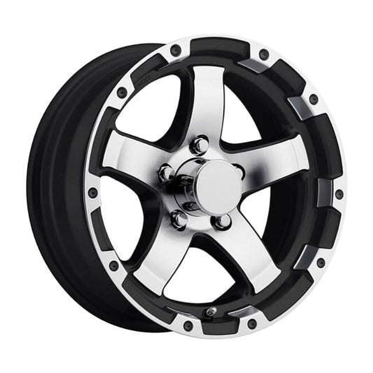 eCustomrim Aluminum Trailer Rim Wheel 13x5 5 Lug Brushed Silver and Black