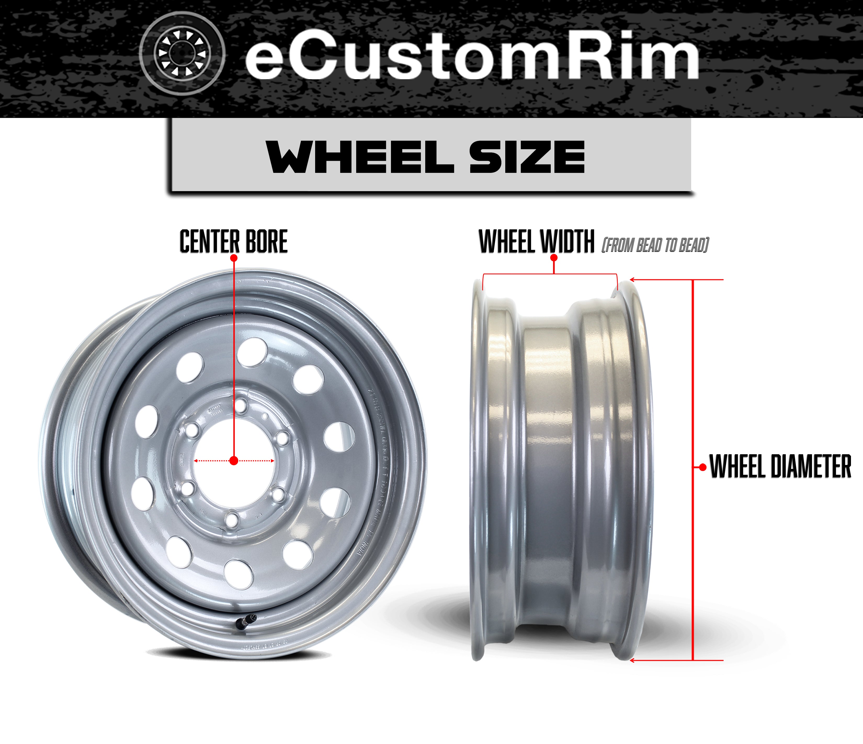eCustomrim Aluminum Trailer Wheel 16X6 16 Inch 6 Lug 5.5 Center
