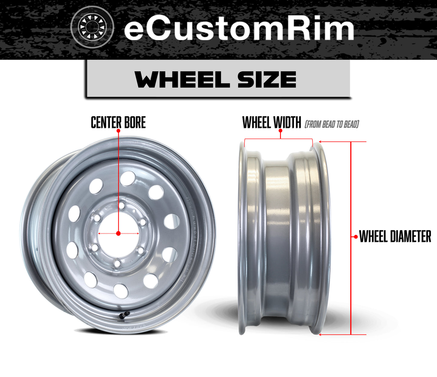eCustomrim Aluminum Trailer Wheel 16X6 16 Inch Edge BFP 6 Lug On 5.5" Center Rim