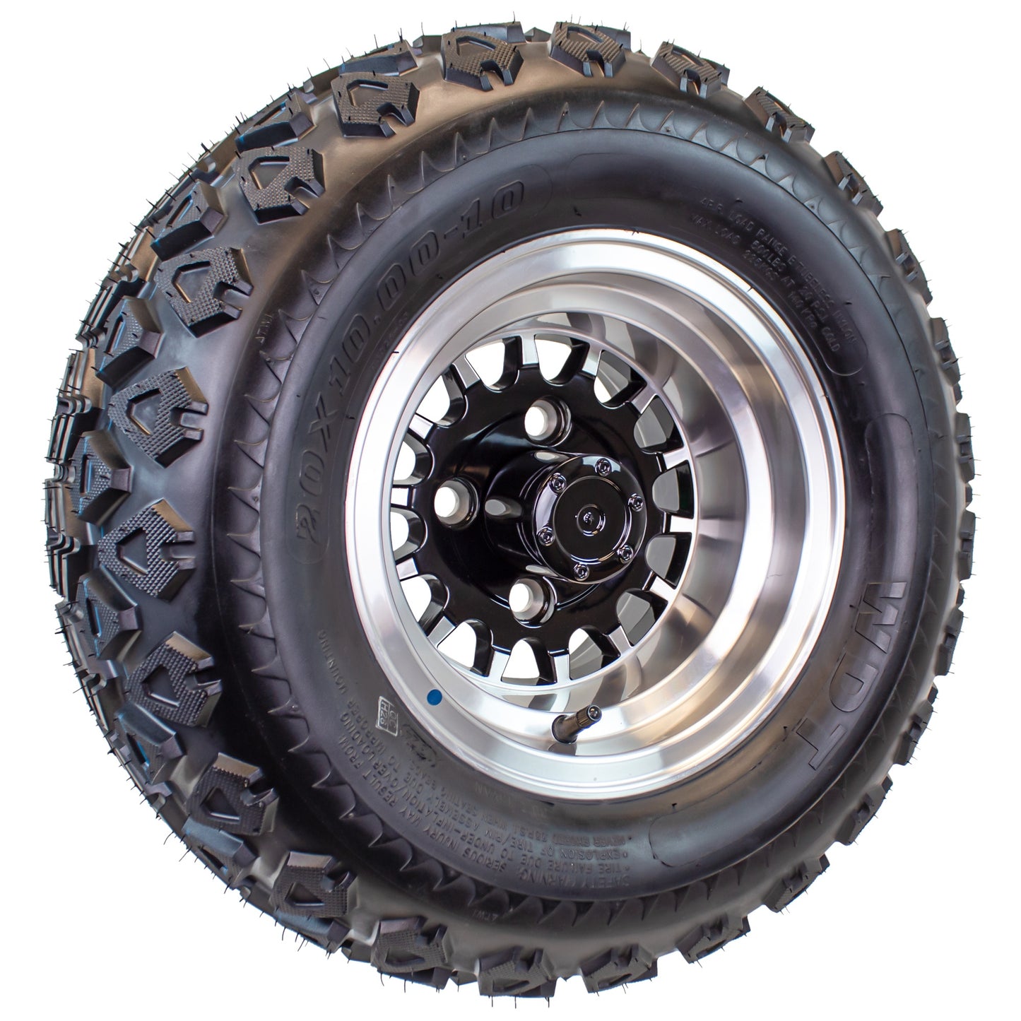 4-Pk 20X10.00-10 Golf Cart ATV Offroad Tire 10X7 Gloss Black Rim A4 All Terrain