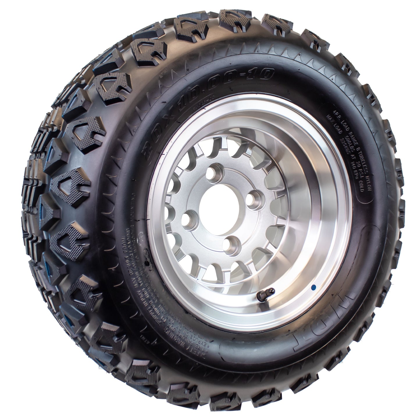 eCustomrim 20x10.00-10 Golf Cart Tire 10X7 Silver Rim B7 All Terrain Mud Turf