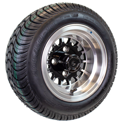 4-Pk 205/50-10 Trailer Golf Cart ATV Offroad Tire On 10X7 Gloss Black Rim A5