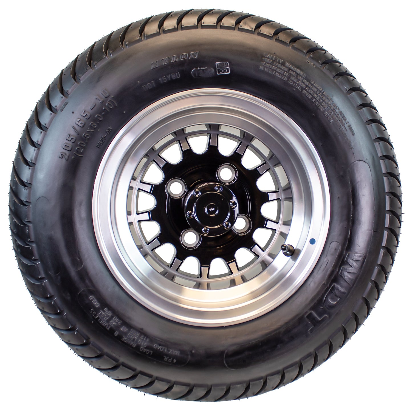 4-Pk 205/65-10 Trailer Golf Cart ATV Offroad Tire On 10X7 Gloss Black Rim A7