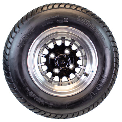 4-Pk 205/65-10 Trailer Golf Cart ATV Offroad Tire On 10X7 Gloss Black Rim A7