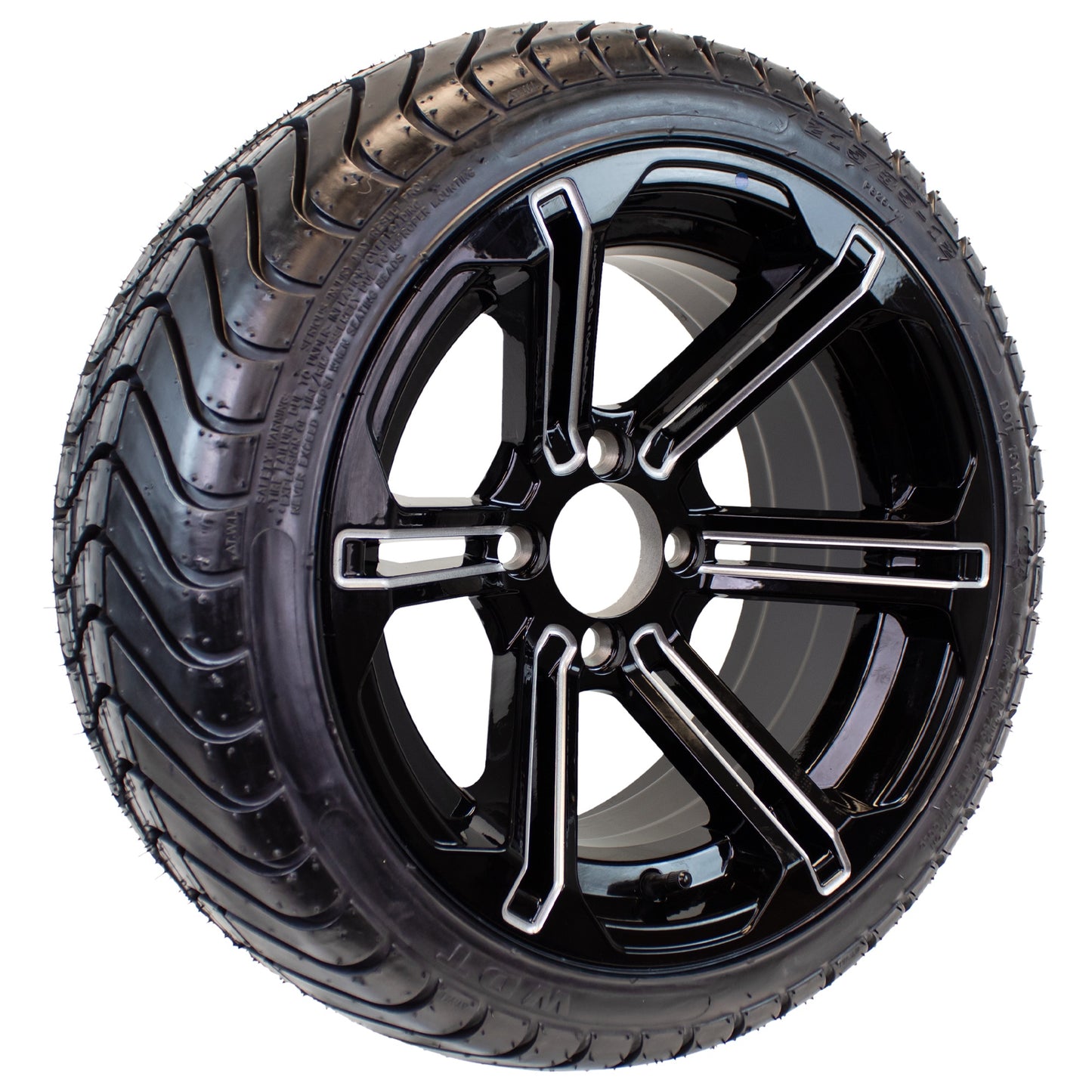 eCustomrim 215/35-12 Trailer Golf Cart ATV Tire On 12X7 Gloss Black Rim B3