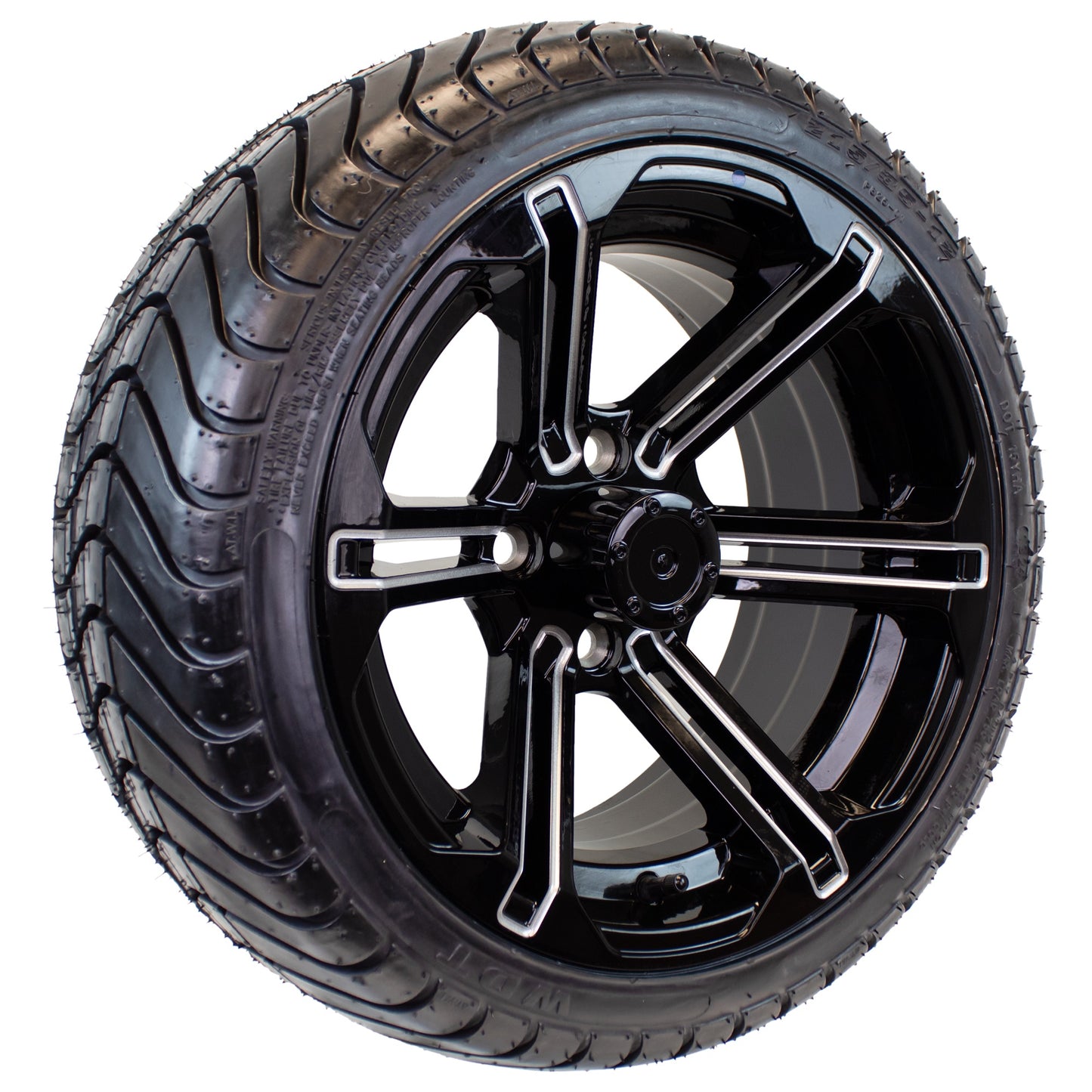 eCustomrim 215/35-12 Trailer Golf Cart ATV Tire On 12X7 Gloss Black Rim B3