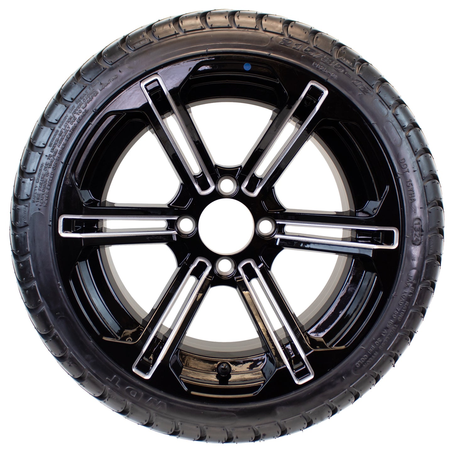 4-Pk 215/35-12 Trailer Golf Cart ATV Offroad Tire On 12X7 Gloss Black Rim B3