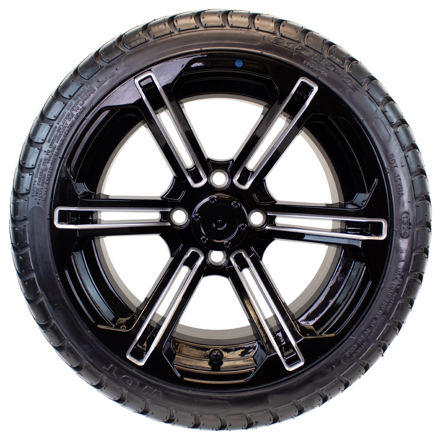 4-Pk 215/35-12 Trailer Golf Cart ATV Offroad Tire On 12X7 Gloss Black Rim B3
