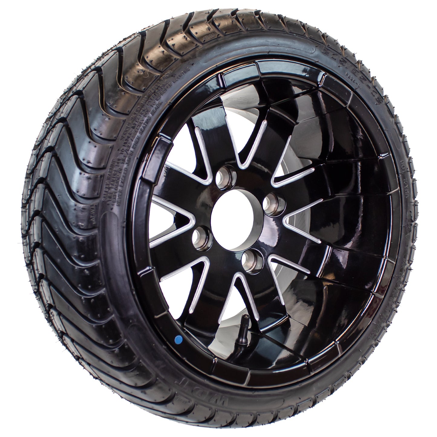 eCustomrim 215/35-12 Trailer Golf Cart ATV Tire On 12X7 Gloss Black Rim B2