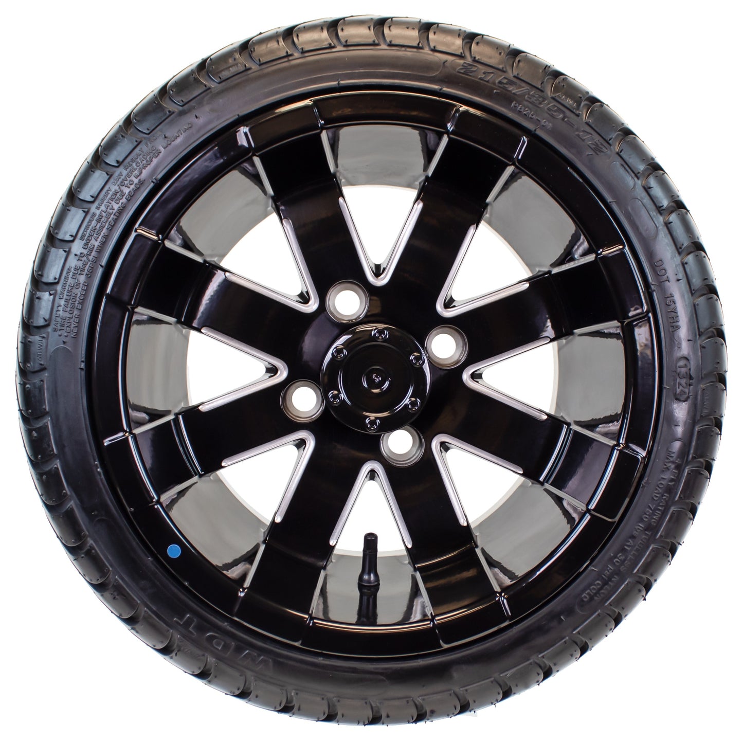 eCustomrim 215/35-12 Trailer Golf Cart ATV Tire On 12X7 Gloss Black Rim B2