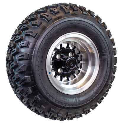 4-Pk 22X11.00-10 Golf Cart ATV Offroad Tire 10X7 Gloss Black Rim A9 All Terrain