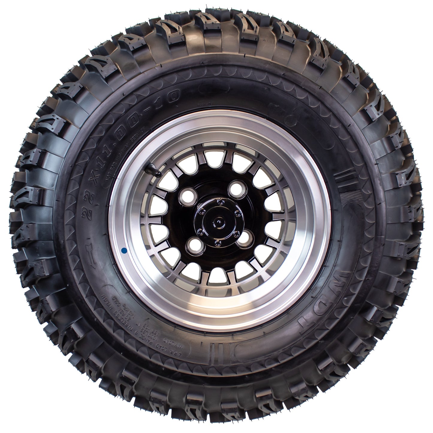 4-Pk 22X11.00-10 Golf Cart ATV Offroad Tire 10X7 Gloss Black Rim A9 All Terrain