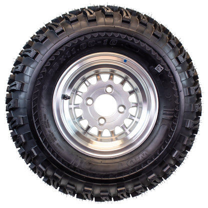 4-Pack eCustomrim 22x11.00-10 Golf Cart ATV Tire 10X7 Silver Rim B1 Mud and Turf