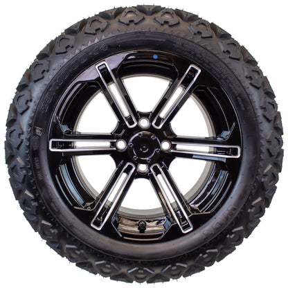 23X10.00-14 Golf Cart ATV Offroad Tire 14X7 Gloss Black Rim B6 All Terrain