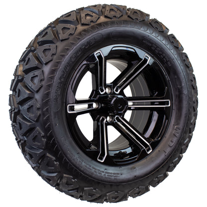 23X10.50-12 Golf Cart ATV Offroad Tire 12X7 Gloss Black Rim B5 All Terrain