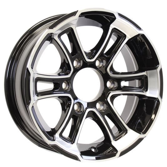 eCustomrim Aluminum Trailer Wheel 16X6 16 Inch T02 7 Spoke  8 Lug On 6.5" Rim